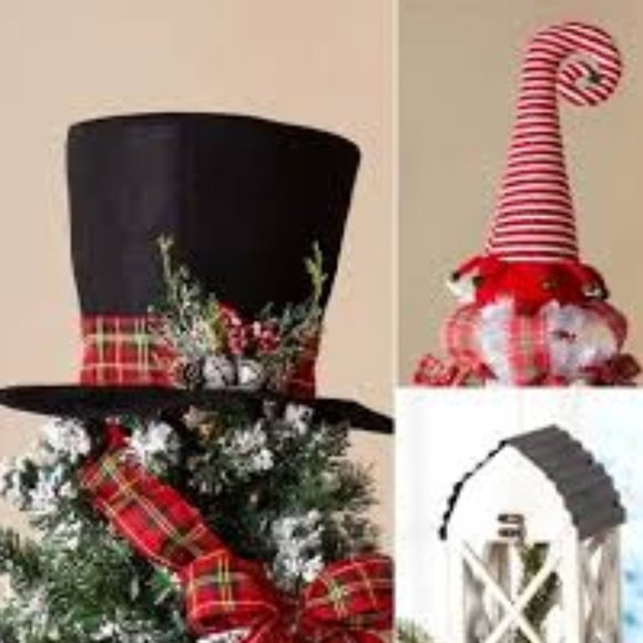 Christmas Tree Topper – Black Top Hat with Vintage Look,...